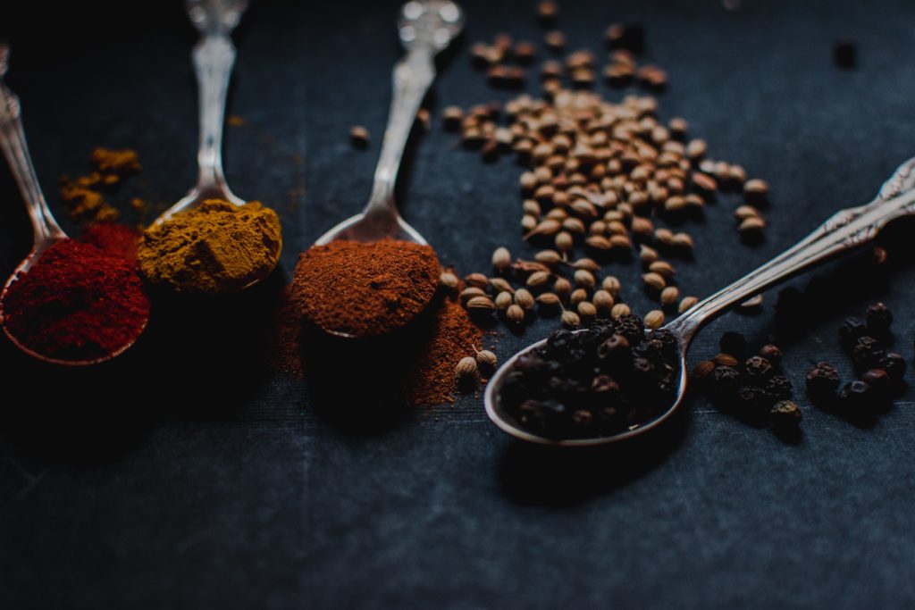 A selection of colorful spices — the kind of ingredients a food brand can have kosher certified