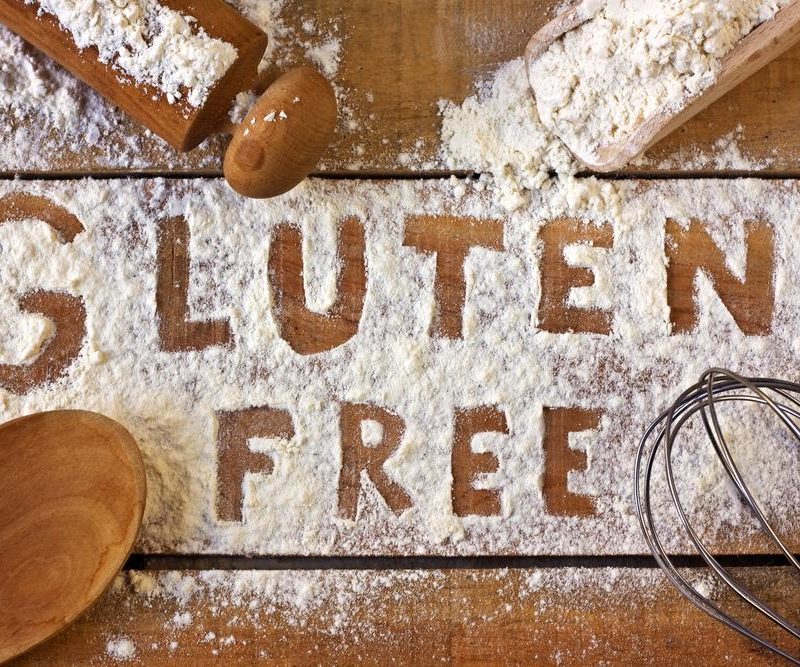 gluten free written in flour