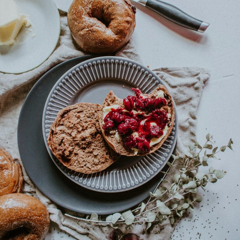 bread on plate with toppings