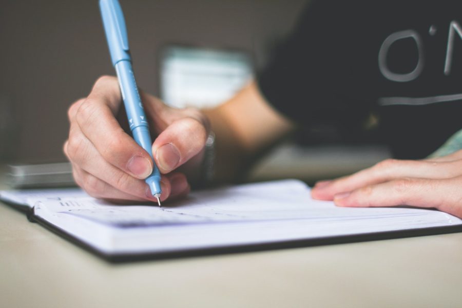 hand writing on paper