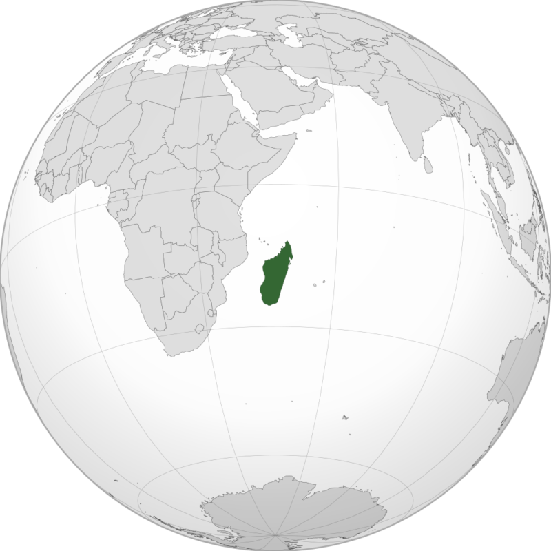 madagascar on the globe