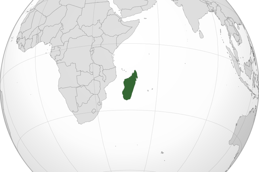 madagascar on the globe