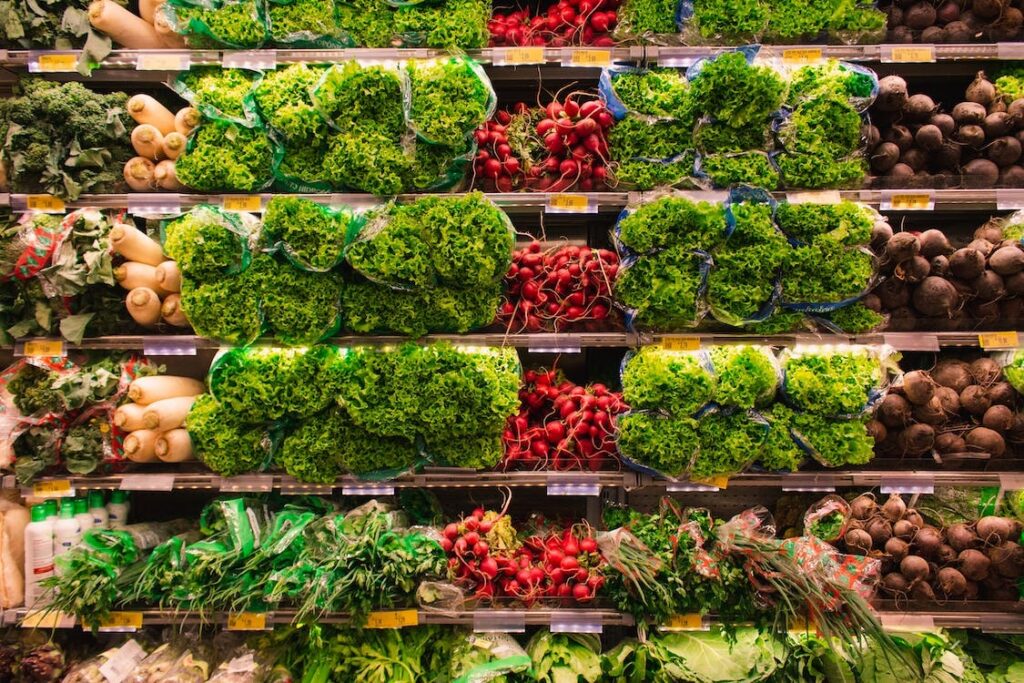 A variety of fresh food products that can carry kosher certification